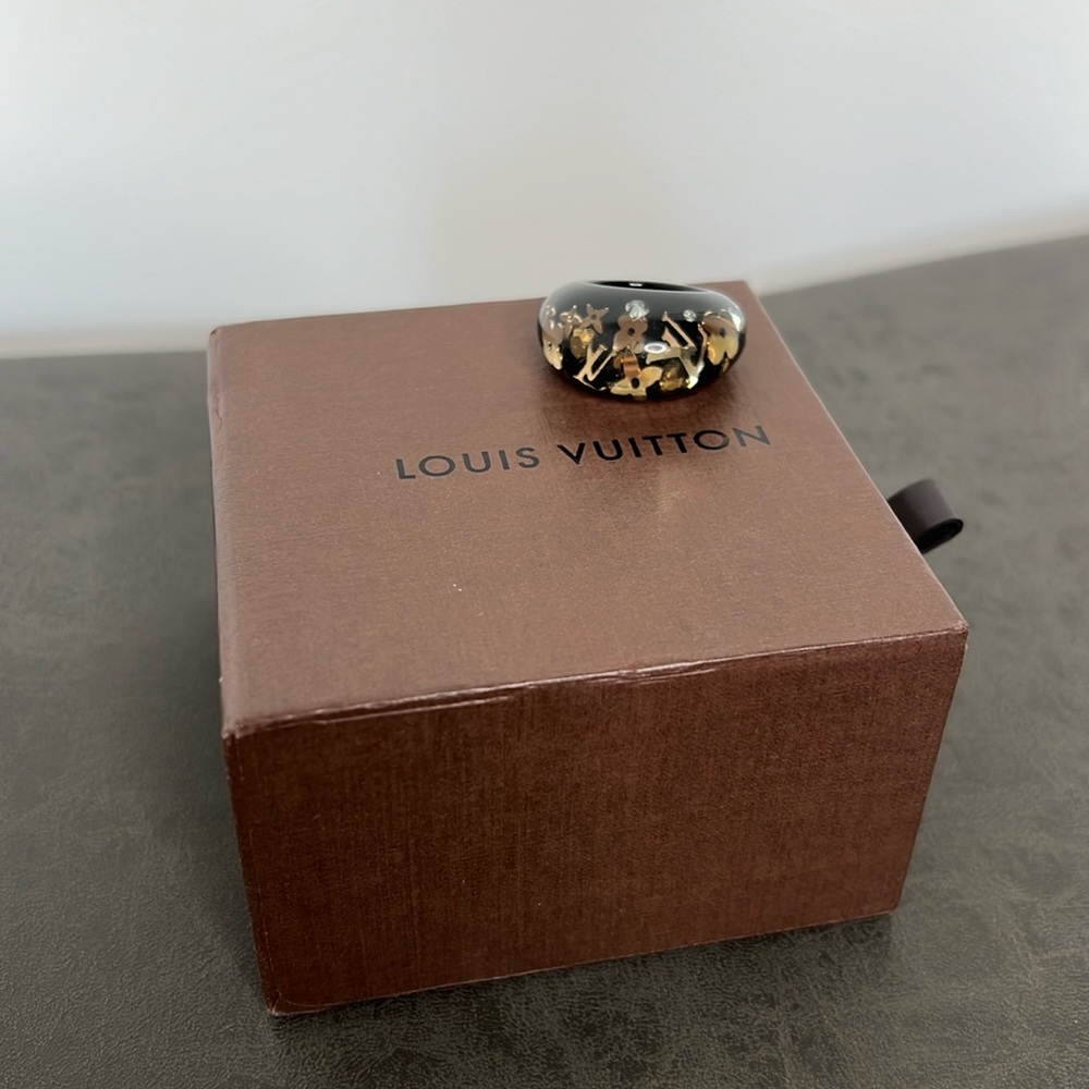 Louis Vuitton Monogram Logo Flowers Inclusion Ring Size Large = 7 1/4, 7 1/2 & 8